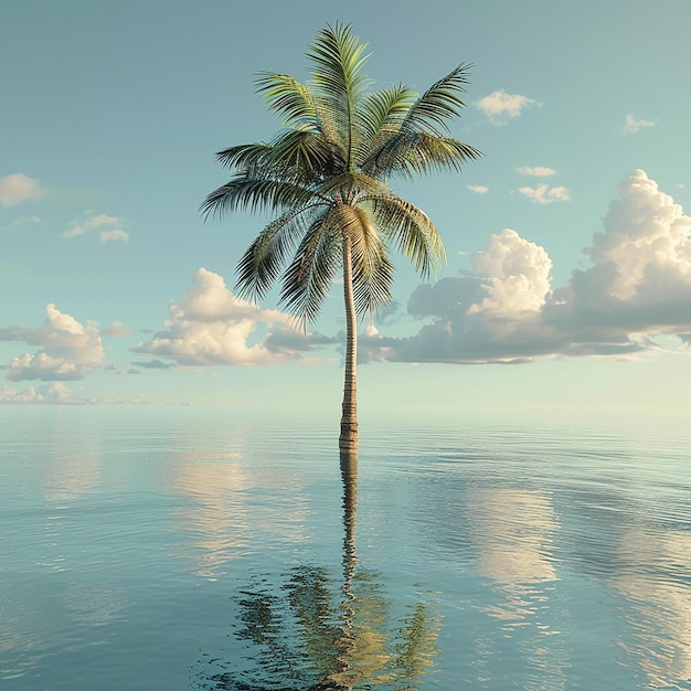 3D-Render-Foto von schönen Palmen im Wasser