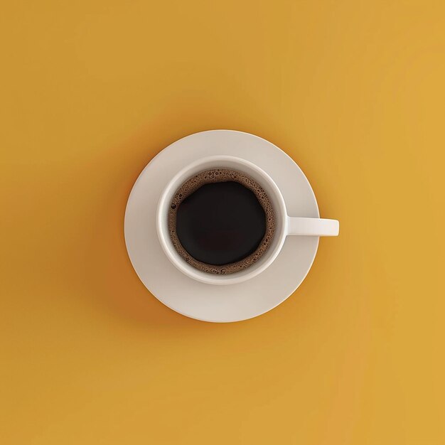 3D-Render-Foto von Top-View köstlicher Kaffeetasse im Innenraum