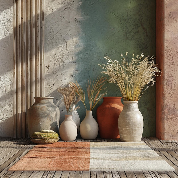 Foto 3d-render-fotos einer harmonischen farbpalette, die von der natur mit komplementären farben inspiriert ist