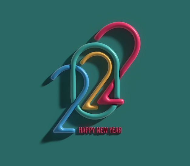 3D Render Frohes Neues Jahr 2022 Text Typografie Design.