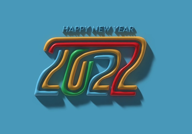 3D Render Frohes Neues Jahr 2022 Text Typografie Design.