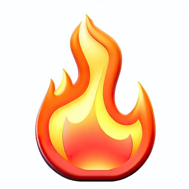 Foto 3d render fuego llama icono de color naranja logotipo realista gas caliente para emoticon ia generativa