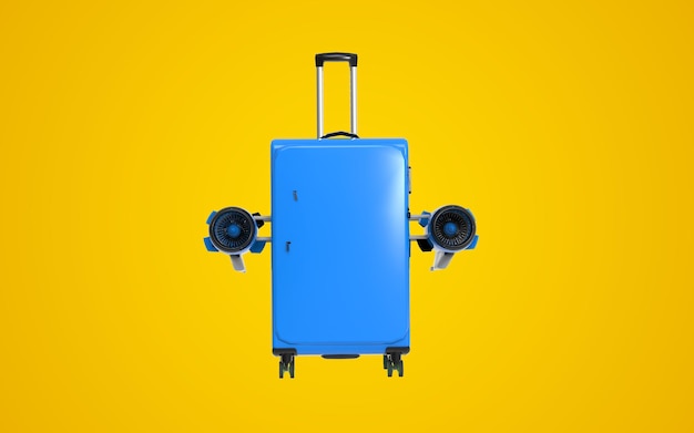 3D-Render-Full-Shot-Koffer oder Gepäck-Jet-Konzept