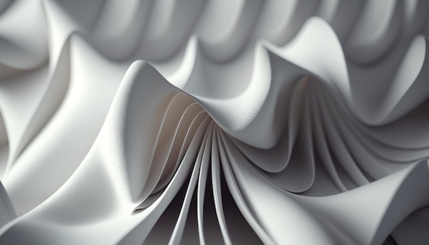 3D render fundo abstrato com tecido dobrado pano branco macro moda papel de parede camadas onduladas