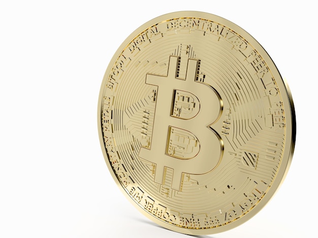 3d render fundo branco bitcoin ouro