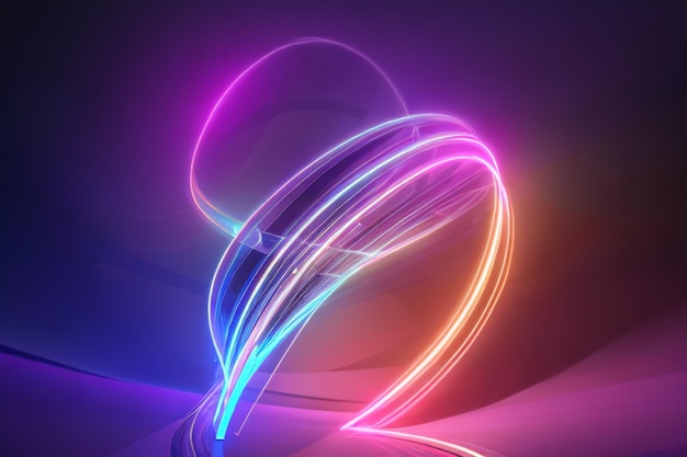 3d render fundo colorido com forma abstrata brilhando em linhas de néon curvilíneas do espectro ultravioleta Conceito de energia futurista