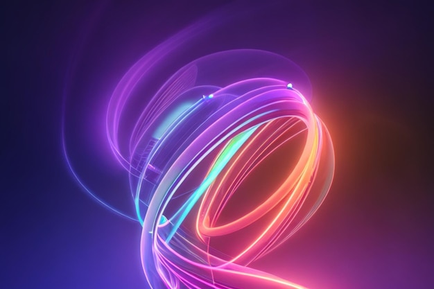 3d render fundo colorido com forma abstrata brilhando em linhas de néon curvilíneas do espectro ultravioleta Conceito de energia futurista