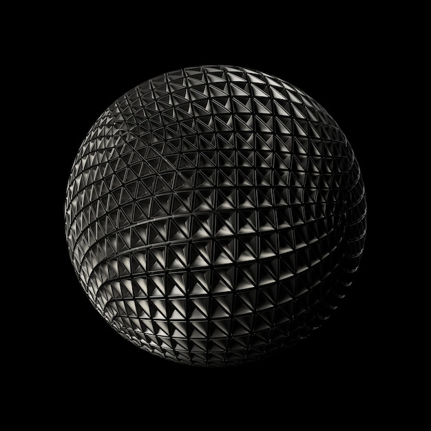 3D render fundo de metal. Superfície de deslocamento. Padrões aleatórios extrudados da forma da esfera.