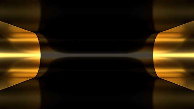 Foto 3d render fundo papel de parede abstração ouro preto dourado túnel luz profundidade de iluminação