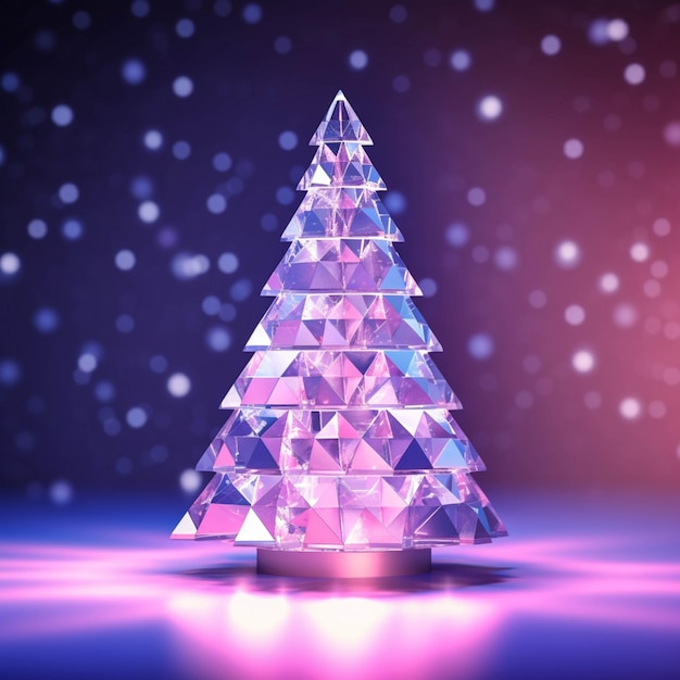 3D render geometrico abstrato árvore de Natal mágica