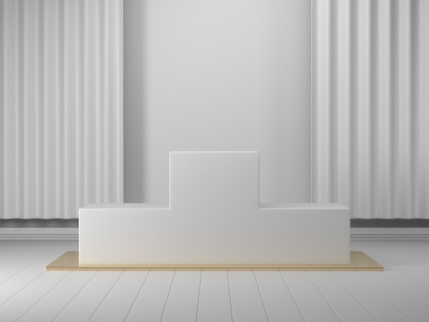 3D Render geometrischen Podium White 3D Podium Showcase für Produkt