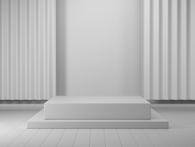 3D Render geometrischen Podium White 3D Podium Showcase für Produkt