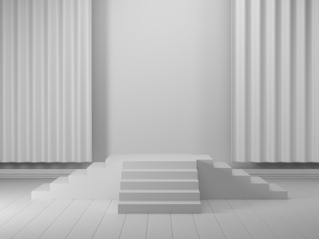 3D Render geometrischen Podium White 3D Podium Showcase für Produkt