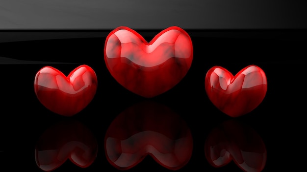 3D RENDER GLOSSY HEART AMOR PARA O FONTO de fundo do casamento