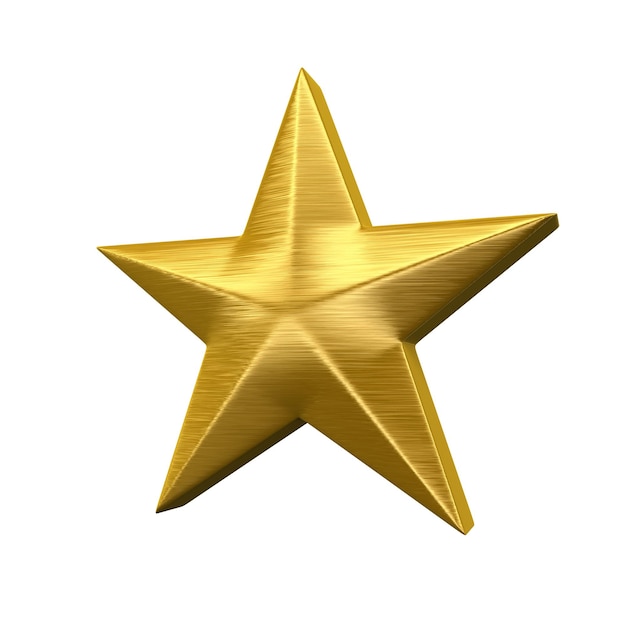 3d render Gold Star (aislado en blanco y trazado de recorte)