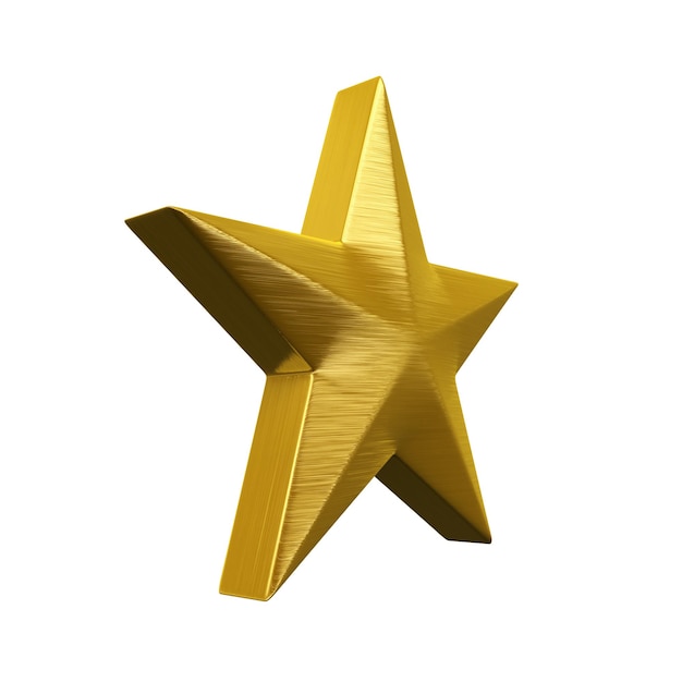 3d render Gold Star (aislado en blanco y trazado de recorte)