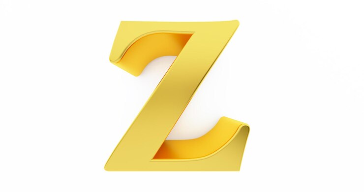 Foto 3d render de golden letra z aislado sobre fondo blanco.