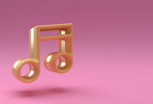 3D Render Golden Music Note. Diseño de ilustración de cartel de volante.