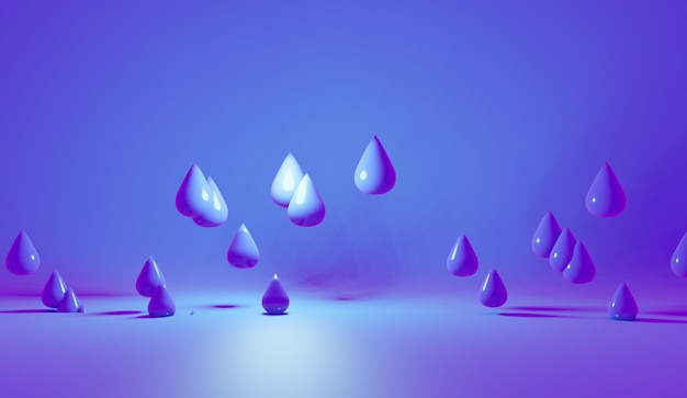 3D render gotas de vidrio con fondo abstracto de reflexión de luces con espacio de copia. Muy peri color de la ilustración futurista del año.