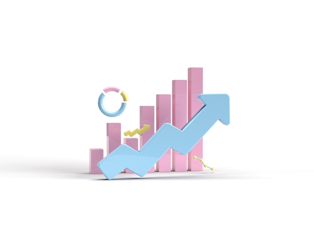 3d render Gráfico de movimiento infografía Crecimiento de ingresos y negocios exitosos