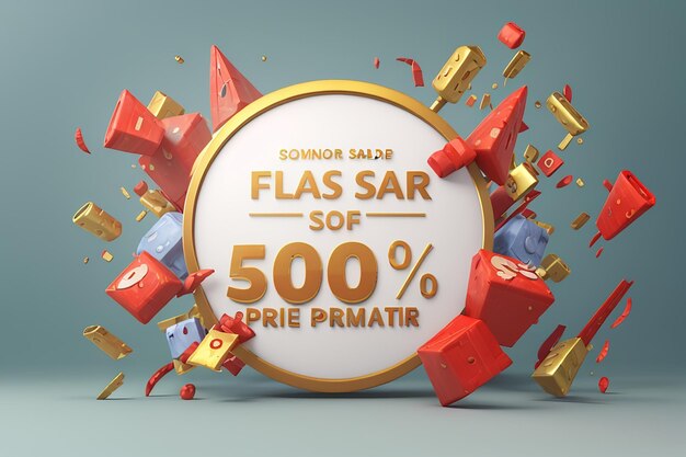 3d render de las grandes ventas banner promocional