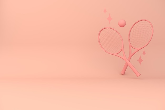 3D-Render-Hintergrund rosa Tennis- und Sportkonzeptillustration