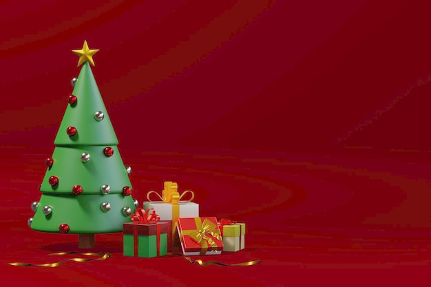 3D-Render-Hintergrund Weihnachtsbaum