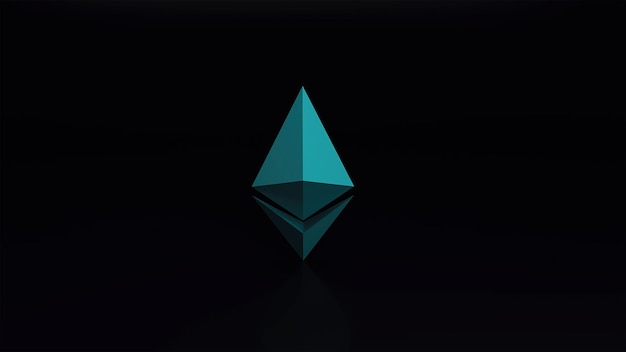 3D render ícone de Ethereum Cryptocurrency em fundo preto