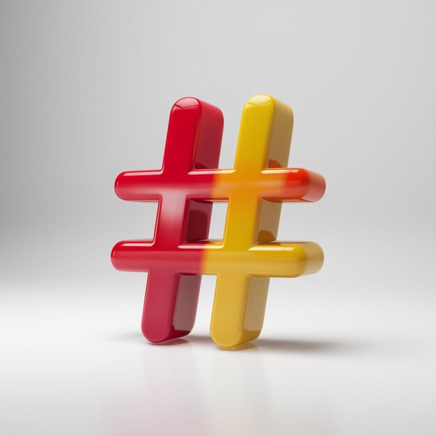 3D-Render-Illustration des Hashtag-Symbols im Cartoon-Stil