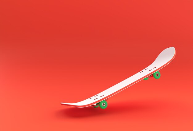 3D-Render-Illustrations-Skateboard auf farbigem Hintergrund isoliert