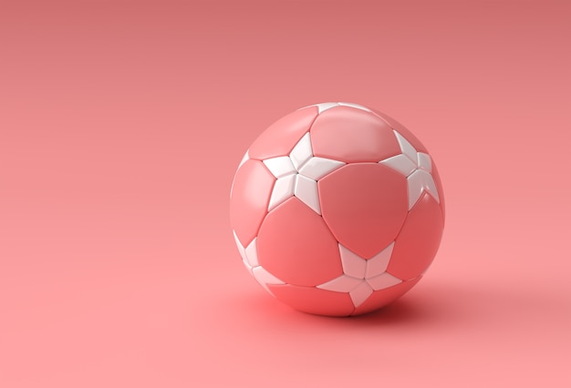 3D Render Ilustração de Futebol, Bola de Futebol com Fundo Rosa