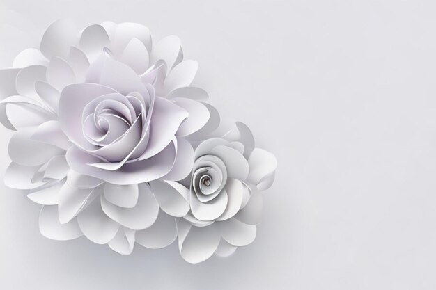 3d render ilustração digital papel branco flores fundo decoração de casamento modelo de cartão de felicitações de renda de noiva em branco decoração de parede floral