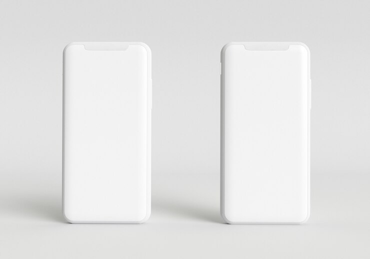 3d render ilustração genérica telefone em um design branco high key