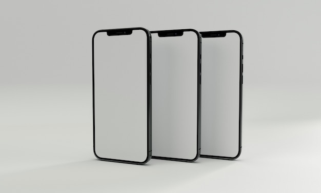3d render ilustração genérica telefone em um design branco high key