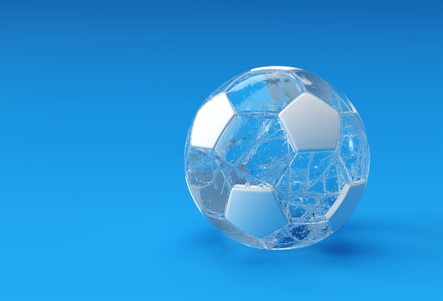 3d render ilustração transparente de futebol, design de bola de futebol.