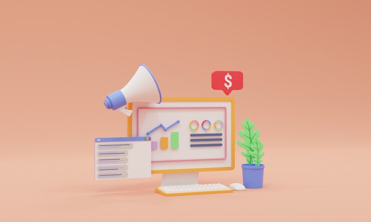 3d render ilustração web analytics