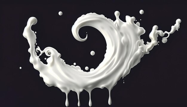 3d render ilustración digital leche espiral chorro blanco chapoteo líquido onda pintura bucles curvos