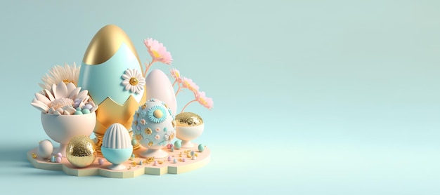 3D Render ilustración de fondo feliz Pascua