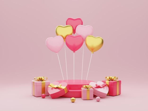 3d render ilustración fondo regalo san valentín