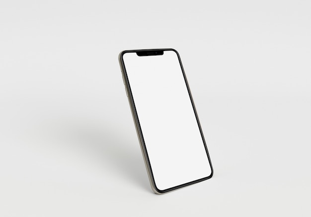 3D Render ilustración mano sujetando el smartphone blanco con pantalla completa y marco moderno menos desi