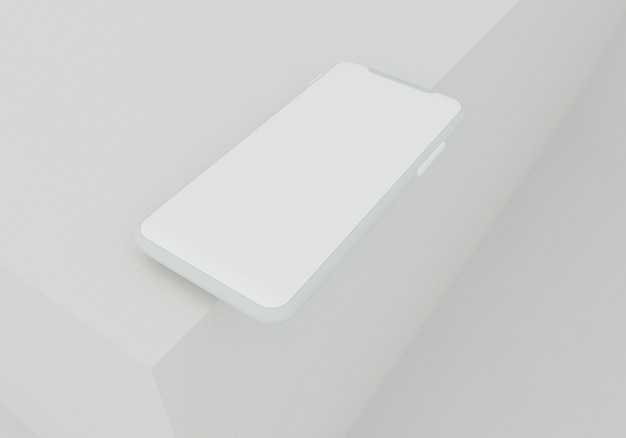 3D Render ilustración mano sujetando el smartphone blanco con pantalla completa y marco moderno menos desi