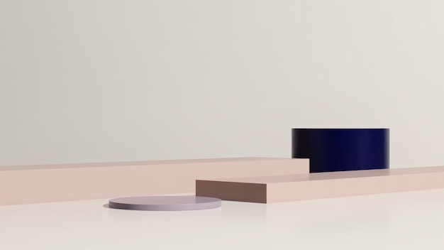 3D render imagem rosa e azul pódio com fundo branco anúncio de exibição de produto
