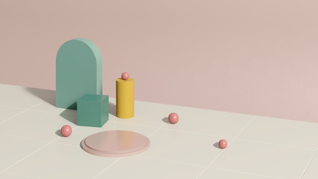 3D render imagem rosa pódio com fundo rosa anúncio de exibição de produto