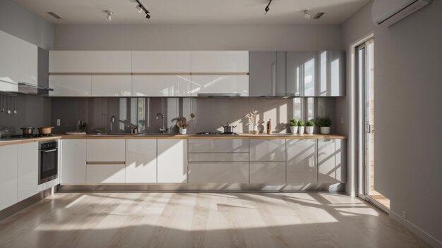 3d render interior de cocina minimalista