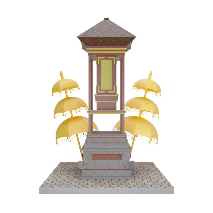 3d render isométrico pura en bali indonesia