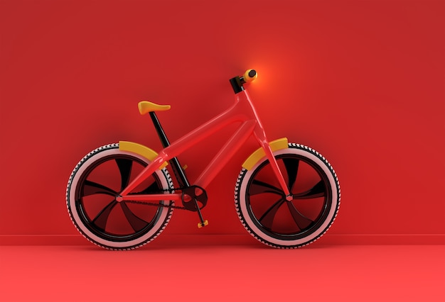 3D-Render-Konzept des modernen Radfahrens 3D-Kunstdesignillustration.