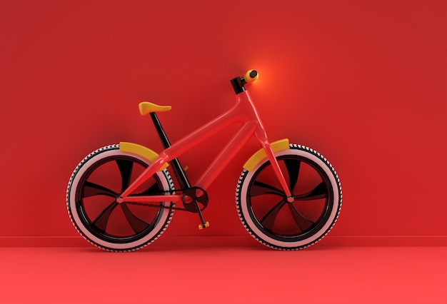 Foto 3d-render-konzept des modernen radfahrens 3d-kunstdesignillustration.