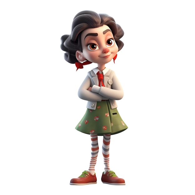 3D Render de Little Girl con un peinado gótico