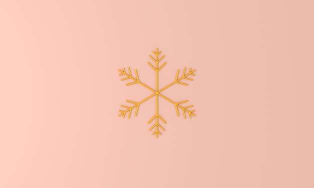 3d render metal dorado copos de nieve símbolo de invierno aislado sobre fondo rosa Casarse con decoraciones navideñas nieve en temporada de invierno vacaciones Feliz año nuevo
