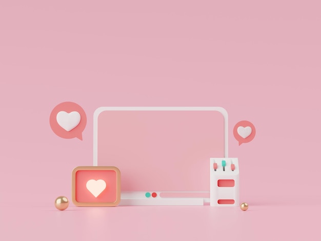 3D Render minimal süße Liebe Szene Dekoration Grußkarten Webseite Banner Foto Valentinstag